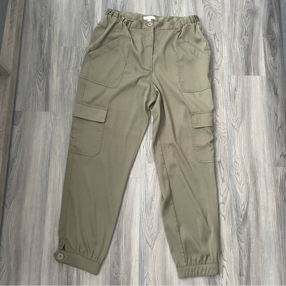 Max Studio Twill Green Women's Cargo Joggers Size Large - Picture 3 of 11
